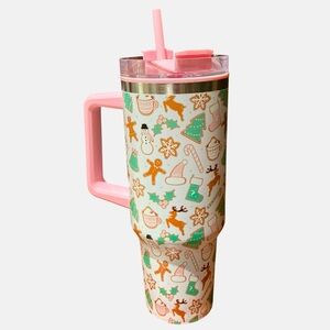 Christmas Tumbler 40oz Reindeer Tree Pink Gingerbread Snowman Candy Cane